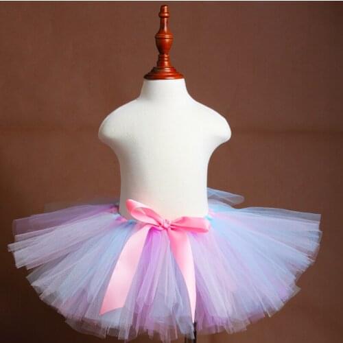 Pastel Rainbow Tutu Skirt Baby Birthday Party Skirt Kid Dance Ballet Pettiskirt Kids Photo Prop Costume Summer Girl Short Skirt