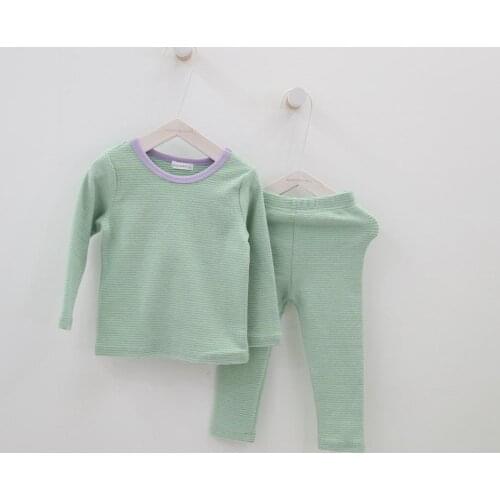 2021 Spring Autumn Kids Girls Boys Toddler Pajamas Set Striped Children Sleepwear PJs Lounge Wear Teenagers Clothing