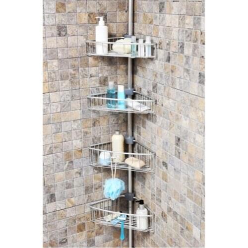 Primanova Alüminyum Raflı Yaylı Banyo Köşe Rafı N29