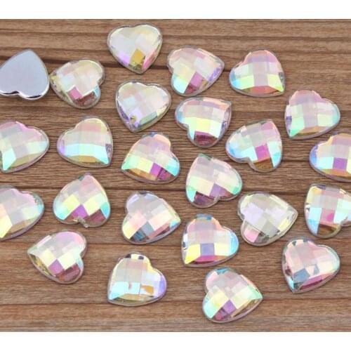8-30MM DIY Bling Clear AB Heart Shape Lattice Faceted Acrylic Rhinestone Flatback Acrylic Stone for Hand Craft Art Decoration