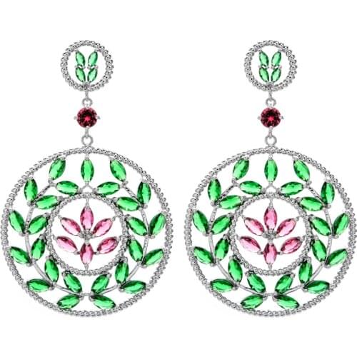 Luxurious long round zircon earrings Fashion zircon earrings for new brides for womens/girls' weddings ER-295