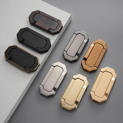 1PC Modern Cabinet Handles Hidden Flip Pulls Zine-alloy Door Knobs for Dresser Drawer Cupboard Wardrobe Furniture Hardware Parts