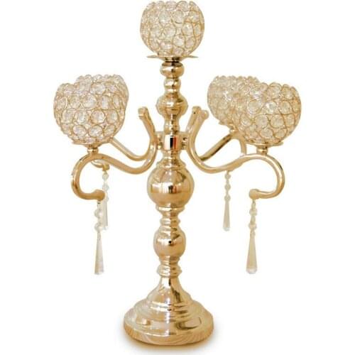 Wedding gold candelabras crystal Candle holders/candelabrum H55cm Luxury Table Centerpiece