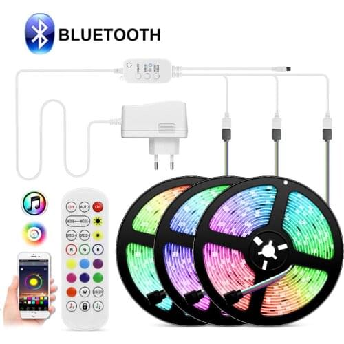 5M 15M 20M 30M Bluetooth RGB LED Strip Music Mic APP Control luces led lights tv neon room party decor with remoter