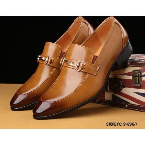 Fashion Luxury Designer Retro Pointed Brown Black Wedding Leather Oxford Shoes Men Casual Loafers Formal Dress Zapatos Hombre
