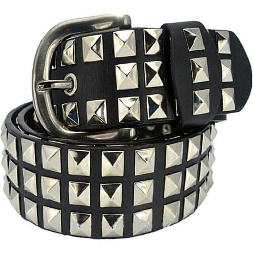 Unisex Women Men Rivet Studded Belt Vintage Faux Leather Pin Buckle Hip Hop Studded Waistband Strap Punk Rock Belts