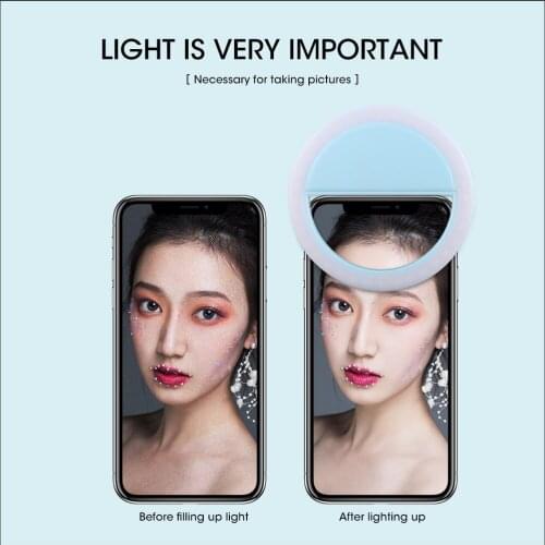 Hot Sale Cell Phone Makeup Mirror Led Portable Flash Led Camera Clip-On Selfie Ring Light Video Lamp Christmas Party Beauty Gift