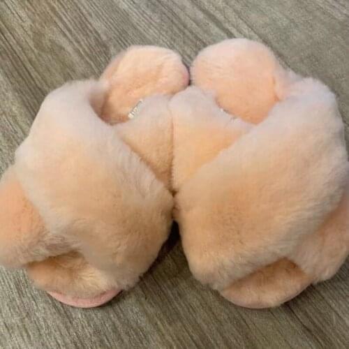 Winter Women Warm Home Slippers Ladies Cross Soft Plush Furry Female Open Toe Womens House Shoes Fashion Woman fur slipper
