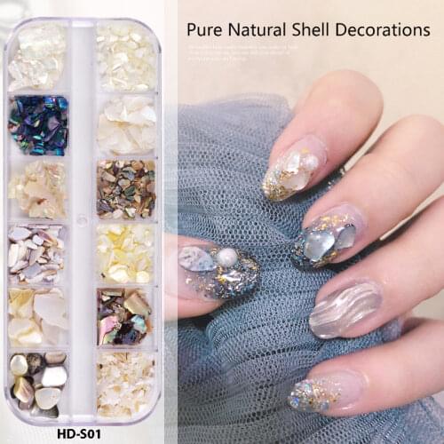 1 Box Mix Color Natural Rhinestone For Nails 3D Glitter Gradient Broken Shell Slices Nail Art Decorations Nail Glitter Flakes