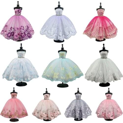 10pcs/lot Random Fashion Ballet Tutu Dress For Barbie Doll Clothes Outfits 1/6 Doll Accessories Rhinestone 3-layer Gown Toy