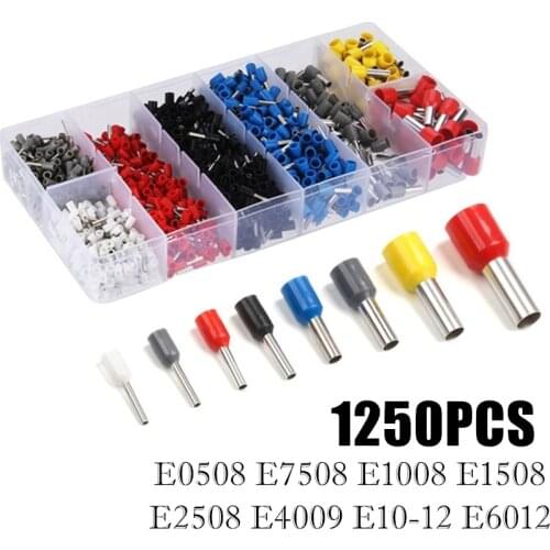 1250PCS Insulated Ferrules Terminals Kit Cord End Wire Connectors Electrical Crimp Terminator 0.5mm-10mm2 Assortment Kit