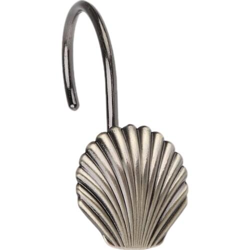 12xShower Curtain Hooks Zinc Alloy Shell Slide Bathhroom Decoration Gift