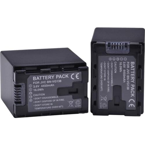 2pc 4450mAh BN-VG138 BN VG138 BN VG114 VG121 Battery for JVC GZ E10 E100 E245 E265 E565 E575 GX1 G3X G5 GX8 EX210
