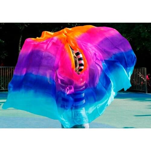 2018 design 100% real silk belly dance veil, cheap dance veils,tari perut kostum veil wholesale 250*114cm Orange Solid 5 color