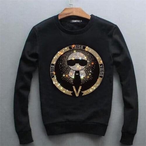 2021 Trend Hot Selling Hoodie Rhinestone Design Casual Mens Wild Bodybuilding Hip Hop Street Loose Comfortable Sweatshirt