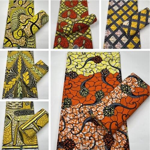 2021 Green Ankara African Wax Prints 100% cottonr Fabric Binta Real Wax High Quality 6 yard African Fabric for Party Dress