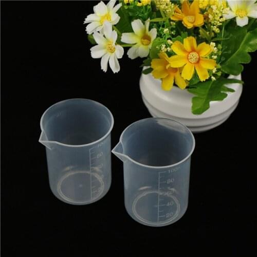 2x 100mL Clear Plastic Graduated Measuring Cup Jug Beaker Kitchen Lab Tool Chemistry Learning stationery laboratory supplies