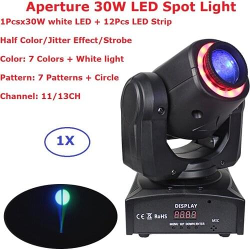 30W LED Moving Head Spot Stage Lighting 11/13 DMX Channels High Quality 30W Gobo LED Moving Head Lights With Half Color Effect