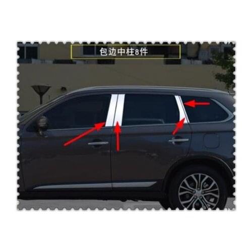High-quality Car styling stainless steel Strips Car Window Trim Decoration Accessories For 2016 2017 Mitsubishi Outlander 8pcs