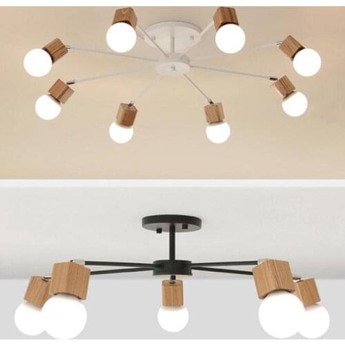 AC100V~220V E27 Wood LED Ceiling Lights Living Room Bedroom Modern Ceiling Lamp Modern Lustres De Sala Plafon luminarie lights