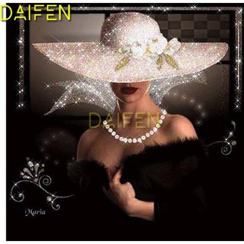Full Round Diamond painting Cross stitch Full Square Diamond embroidery Noble woman hat Jewelry mirror DIY 3D Diamond mosaic