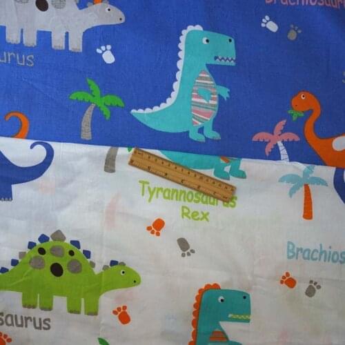 Cartoon white dark blue Dinosaur Park twill 100% cotton cloth baby bedding textile fabric for sewing handwork patchwork quilting