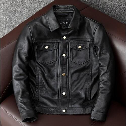 Free shipping.Brand New genuine Leather jacket.sales.black casual slim cowhide coat.mens leather clothing.winter leather clothes