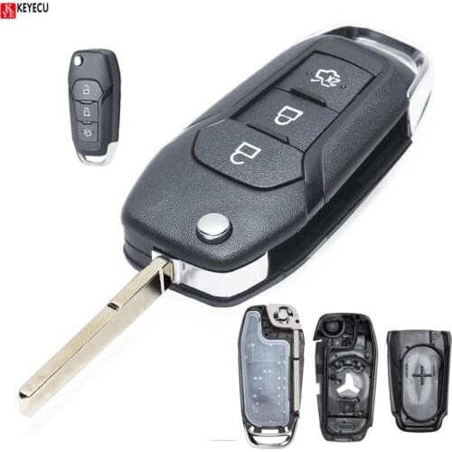 Keyecu 3 Button Flip Remote Car Key Shell Case Fob Fit for Ford Fusion Edge Explorer 2013-2015 FCC ID: N5F-A08TAA (Shell Only)