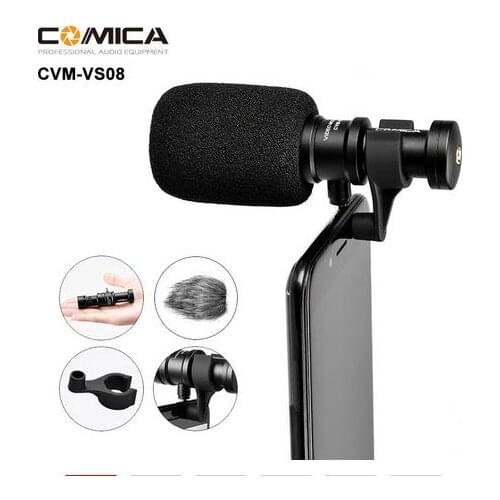 Comica CVM-VS08 Wireless Mobile Phone Microphone Mini Portable Microphone Video Interview Vlog Mic For iPhone Android Smartphone