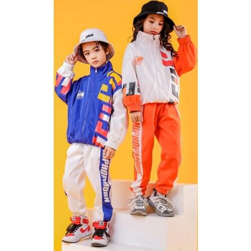 Kids Cool Hip Hop Street Clothing Jacket Coat Pullover Top Tactical Cargo Pants for Girl Boys Jazz Dance Costume Clothes Wear