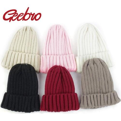 Geebro Kids Knitted Beanie Cap Infant Baby Boy Girl Hat Warm Children Baby Solid Color Girls Toddler Bonnet Enfant Unisex