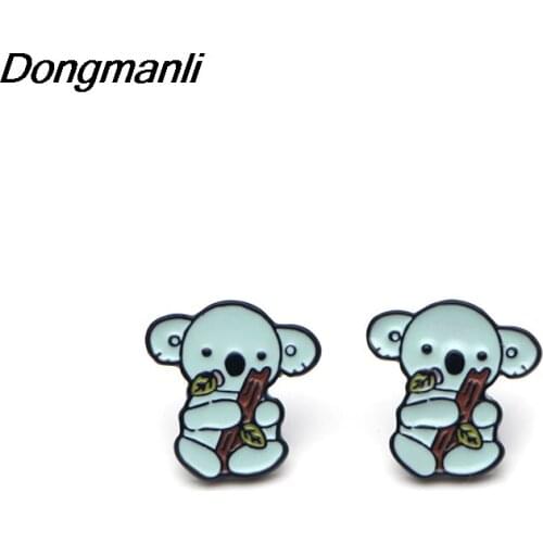 DMLSKY Cute Koala Stud Earrings Female Charm Enamel Earrings Cartoon animals Jewelry Accessories Kids Gifts M2067