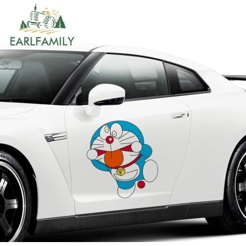 EARLFAMILY 43cm x 41cm For Doraemon Motorcycle Car Stickers Windshield Decal Occlusion Scratch Vinyl Material Decoration