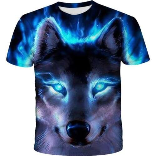 Boys & Girls Cartoon T-shirts Kids Wolf Print 3D T Shirt For Boys Children Summer Short Sleeve T-shirt Tops Clothing
