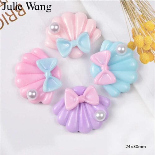 Julie Wang 20PCS Resin Tie Shell Charms Slime Sea Beach Pendants Jewelry Making Accessory Home Table Decor Props