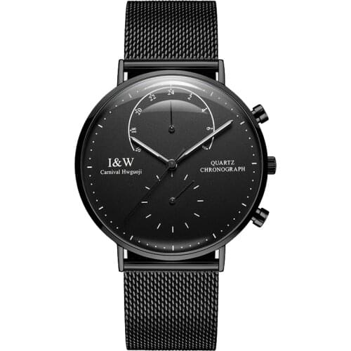 CARNIVAL Ultra-thin Men Watches Top Brand Luxury Watch For Men Waterproof Black Steel Quartz Clock erkek kol saati Relogio