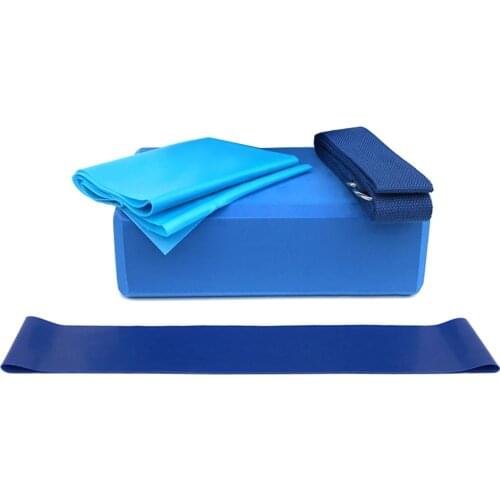 4pcs Yoga Equipment Set Yoga Blocks Stretching Strap Resistance Loop Band Exercise Band Yoga Mat Block Stretching Band