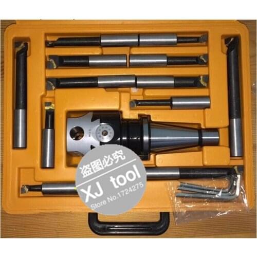 NT40/ISO40 taper, F1-18 75mm boring head with NT40/ISO40 shank and 12pcs 18mm boring bars, boring head set, F1 boring head