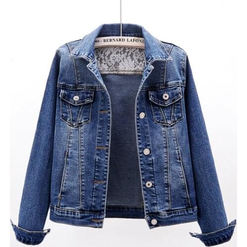 5XL Plus size Slim Elasticity Denim Jackets Women Spring New Korean Short Outerwear Blue Jeans Jacket Coat Female Chaqueta Mujer