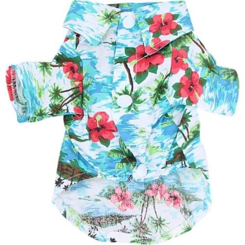 Summer Beach Shirt Dog Cute Pineapple Flower Print Hawaii Beach Casual Pet Travel Shirt Short Sleeve Small Dog Cat blouse 2021