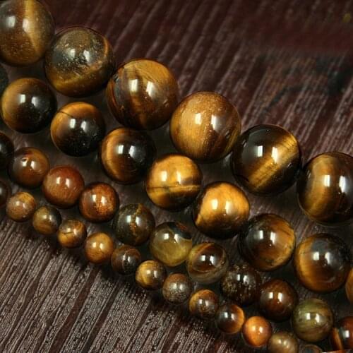 Best Selling 4mm 6mm 8mm 10mm Natural Yellow Tiger Eye Globose Beads Pick Size 15"Diy Bracelet Necklace For Jewelry BTB104-107