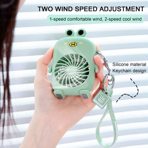 Mini Cartoon Fan Keychain Handheld Portable Personal Fan for Summer Mute Pocket Air Cooler USB Rechargeable Outdoor Radiator