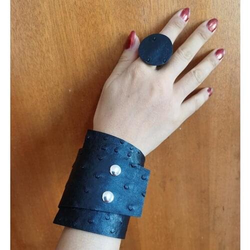 Fashion Texture Leather Ring For Women Wedding Jewelry Punk Prom Finger Ring Accessories Rings Gothic Jewellery Wholesale Prsten