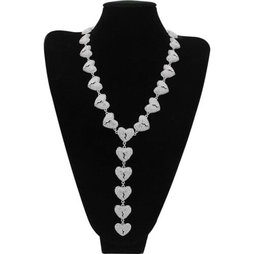 Hip-hop Men Fashion Alloy Full Heartbreak Necklace Heart Break Necklace Love Connection Crystal Miami Necklace Hip Hop For Men