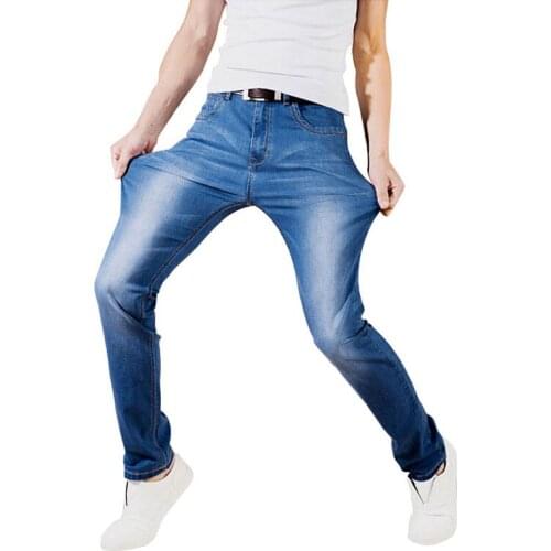 2021 New Spring Summer Men Jeans Stretch Black Denim Pants Breathable Casual Comfort Slim Straight Pencil Pants Male