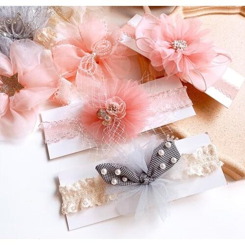 2021 New Baby Girls Cute Sweet Flower Shiny Rhinestone Crown Hairbands Headbands Children Soft Hair Hoop Kids Hair Accessories