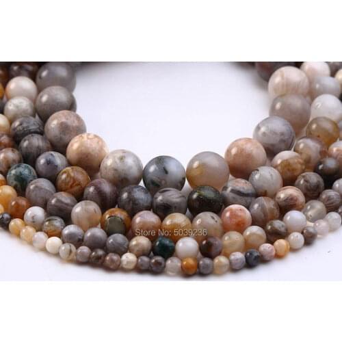 Bulk Wholesale Natural Stone Bamboo Agates Beads Round Loose Spacer Beads for Needlework Jewelry Making 4-12mm DIY Bracelet