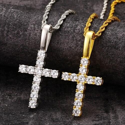 BOEYCJR AAA Zircon S925 Cross Necklace&Pendant Fashion Jewelry 925 Sterling Silver HipHop Punk Necklace For Men or Women
