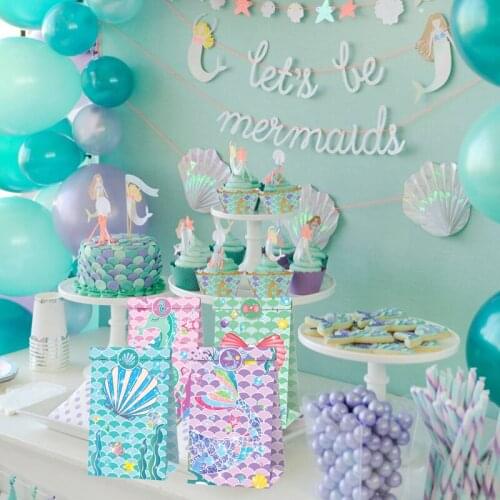 Mermaid Theme Party Gift Box Little Mermaid Party Decorations for Girl Candy Bags Under the sea Ocean Baby Shower Party Supplies