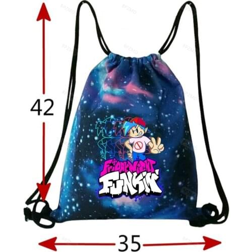 Hot Game Friday Night Funkin Beach Bag Outdoor Fitness Sport Bag Bundle Pocket Boys Girls Drawstring Bag Unisex Backpack Shopper